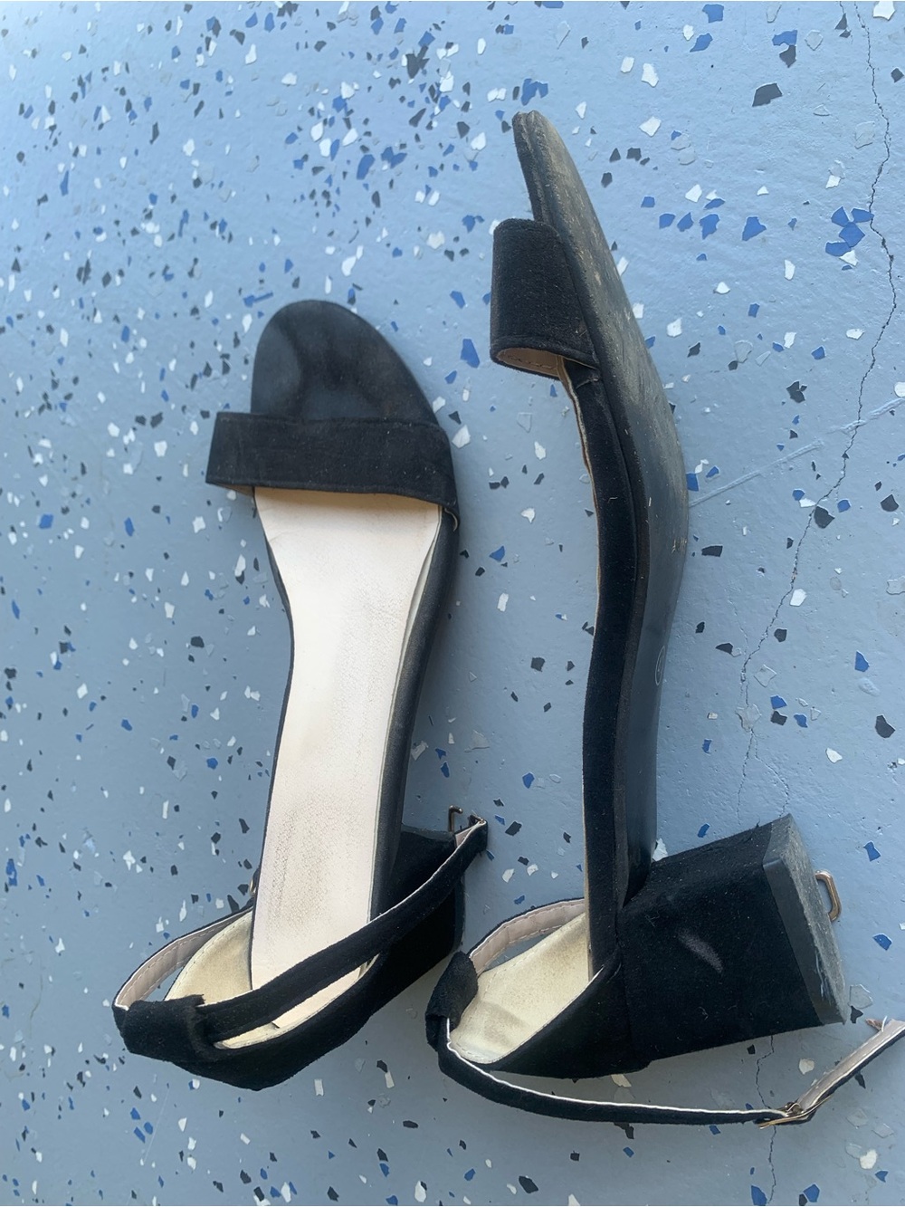 Black Block Heel Open-Toe Sandals